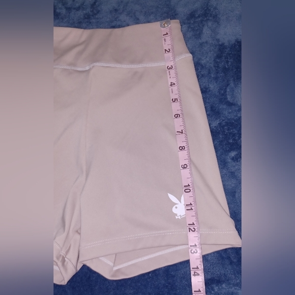 Playboy x Missguided 6 Pale Pink Bunny Logo Hi-Rise Scrunch Booty Bicycle Shorts - Picture 12 of 15